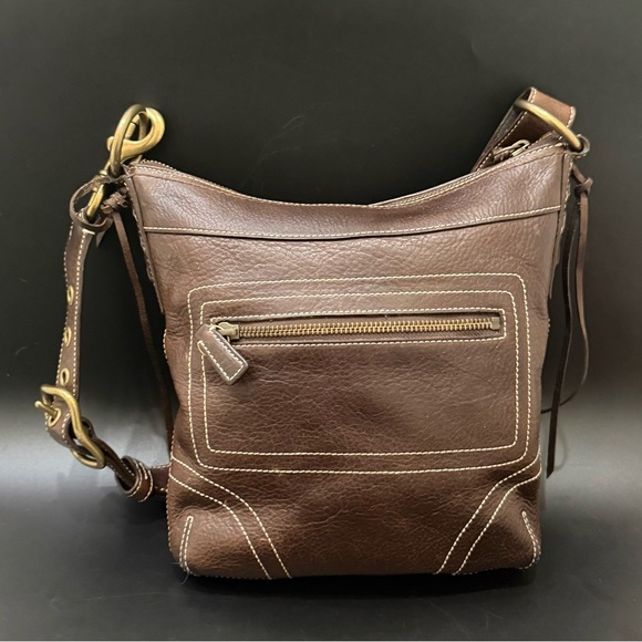 Vintage Y2K COACH 10398 Dark Brown Leather Bleecker Slim Shoulder Crossbody Bag - Picture 2 of 16